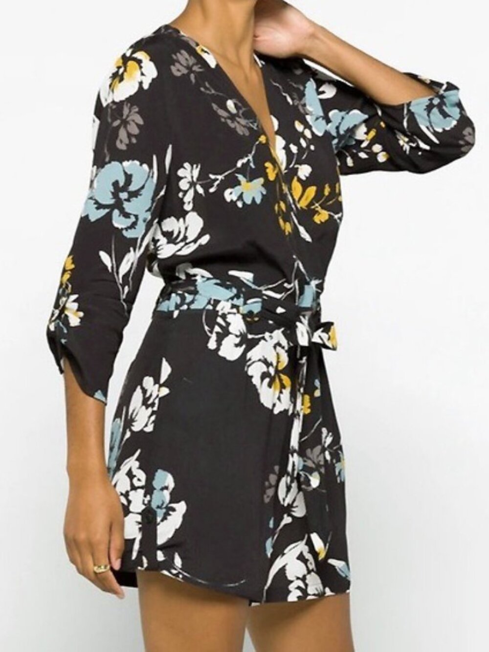 EUC Yumi Kim Liz Floral Belted Romper Charcoal Small $188